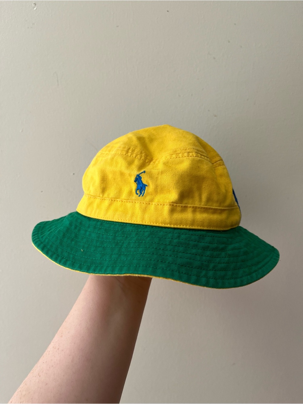 Ralph Lauren Yellow Green Blue color block Bucket Hat Kids